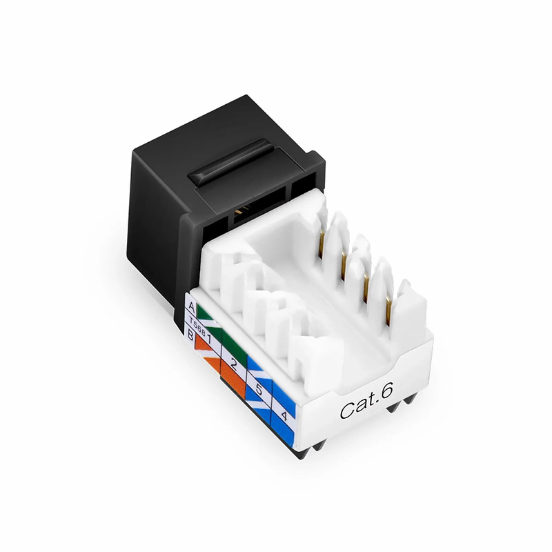 Cat6 RJ45 (8P8C) Unshielded Punch Down Keystone Jack Module, Black, 12Pcs/Pack