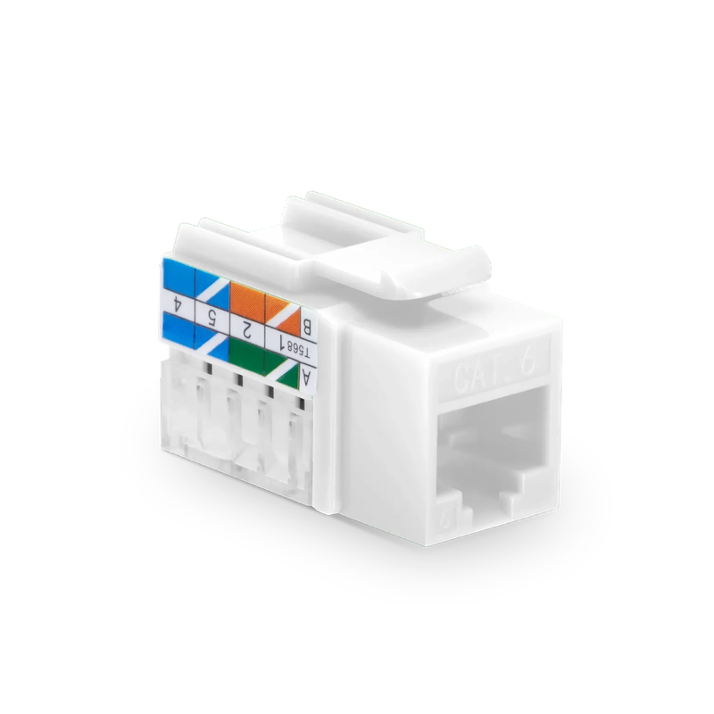 Cat6 RJ45 (8P8C) Unshielded Punch Down Keystone Jack Module, White, 12Pcs/Pack