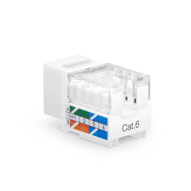 Cat6 RJ45 (8P8C) Unshielded Punch Down Keystone Jack Module, White, 12Pcs/Pack