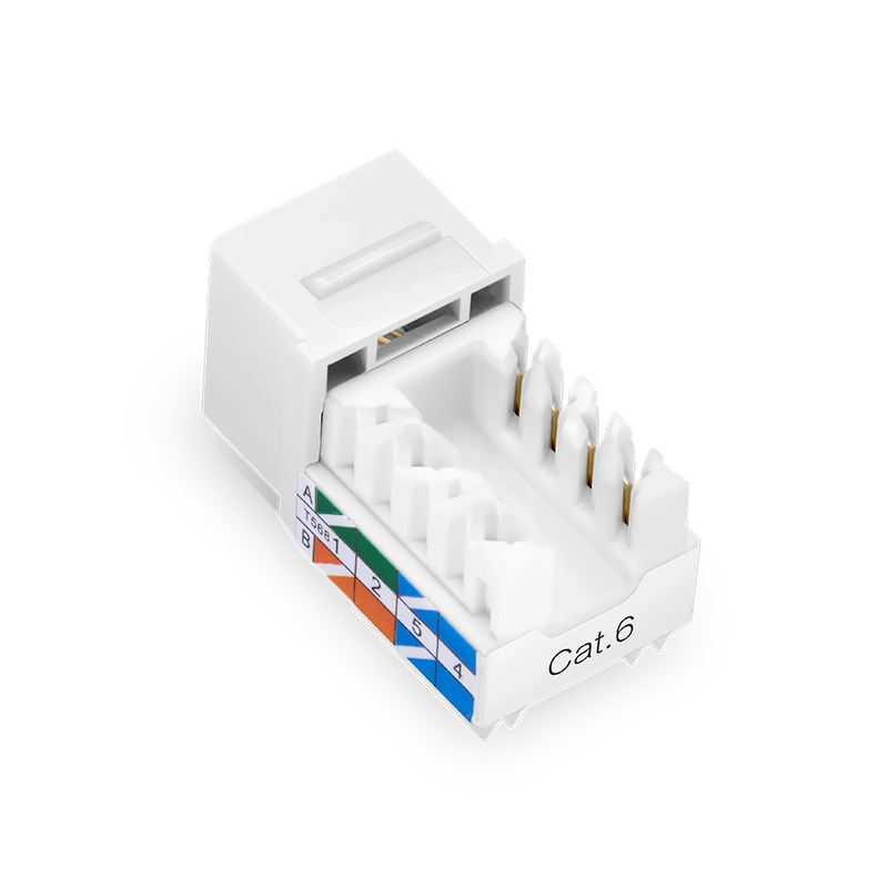 Cat6 RJ45 (8P8C) Unshielded Punch Down Keystone Jack Module, White, 12Pcs/Pack