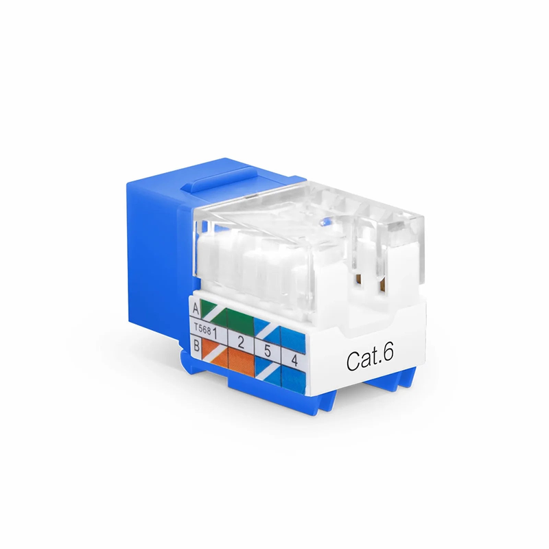 Cat6 RJ45 (8P8C) Unshielded Punch Down Keystone Jack Module, Blue, 12Pcs/Pack