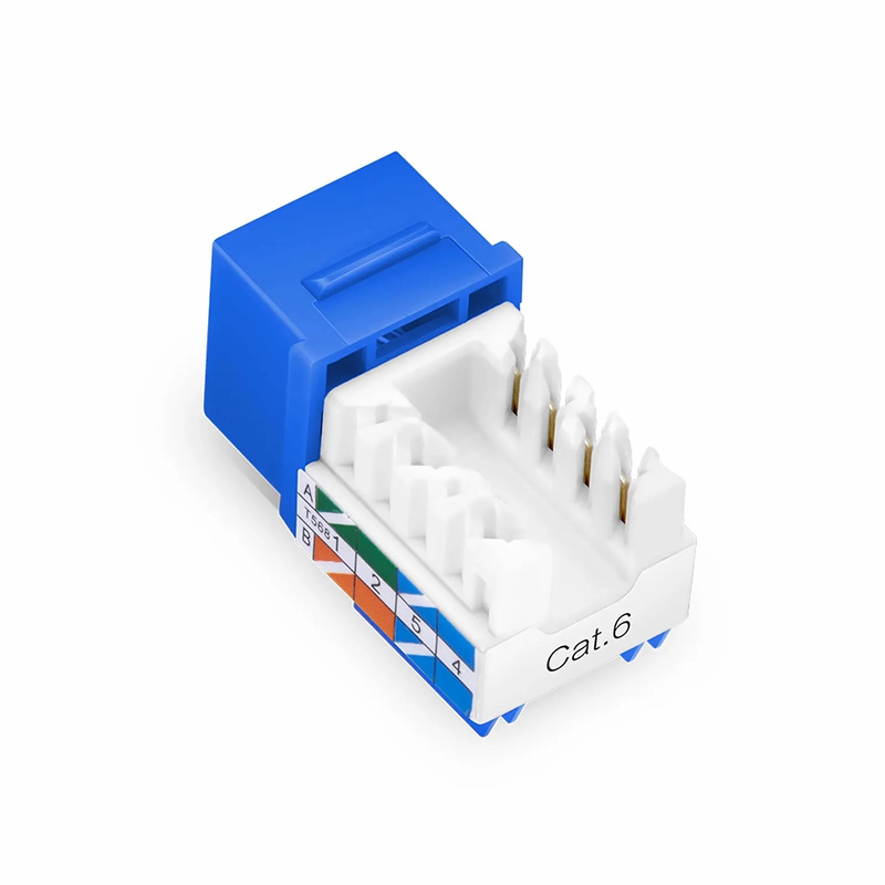 Cat6 RJ45 (8P8C) Unshielded Punch Down Keystone Jack Module, Blue, 12Pcs/Pack