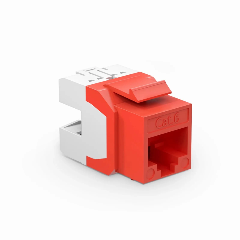 Cat6 RJ45 (8P8C) Unshielded Punch Down Keystone Jack Module, Red (10 pcs/Pack)