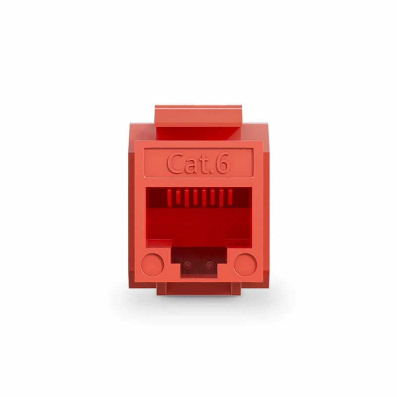 Cat6 RJ45 (8P8C) Unshielded Punch Down Keystone Jack Module, Red (10 pcs/Pack)