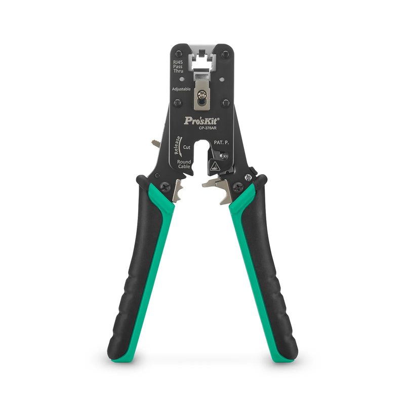 Cat5/6/7 RJ45 Pass-Through Professional Modular Crimper with Built-in Wire Cutter and Stripper