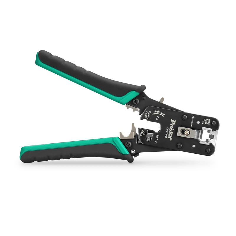 Cat5/6/7 RJ45 Pass-Through Professional Modular Crimper with Built-in Wire Cutter and Stripper