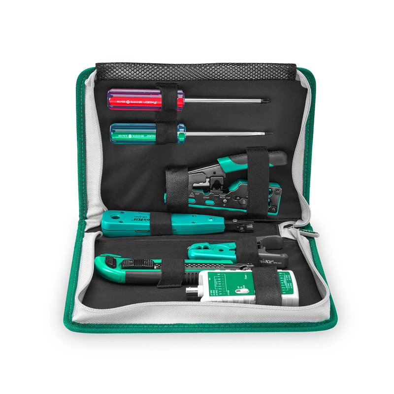 Pro'sKitÂ® 7-in-1 Network Installation Tool Kit with Cable Tester, Crimper, Wire Stripper in Carrying Case
