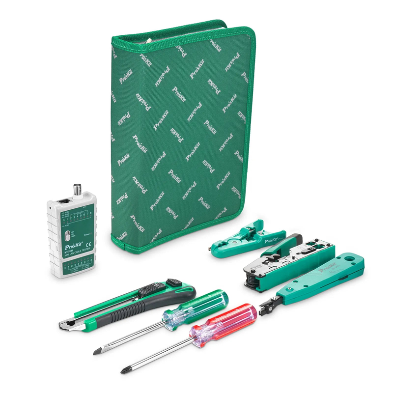 Pro'sKitÂ® 7-in-1 Network Installation Tool Kit with Cable Tester, Crimper, Wire Stripper in Carrying Case