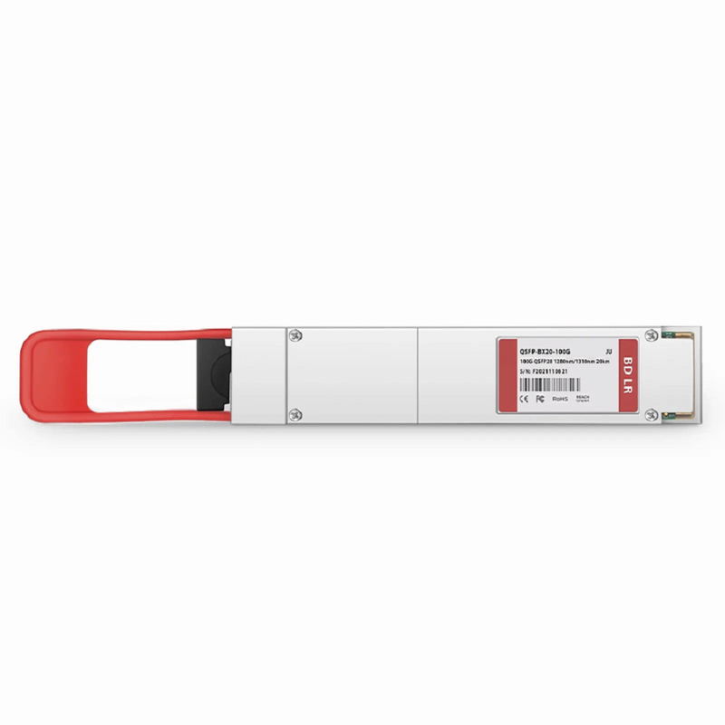 HW Compatible 100GBASE-BX20-D QSFP28 BiDi 4 x 25G NRZ 1310nm-TX/1280nm-RX 20km DOM Simplex LC/UPC SMF Optical Transceiver Module