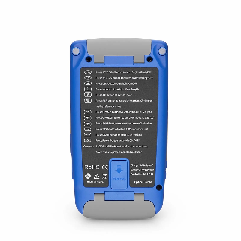 OP-01 Handheld Optical Multimeter Built-in 1mW Visual Fault Locator with RJ45 Cable Sequence Test Function